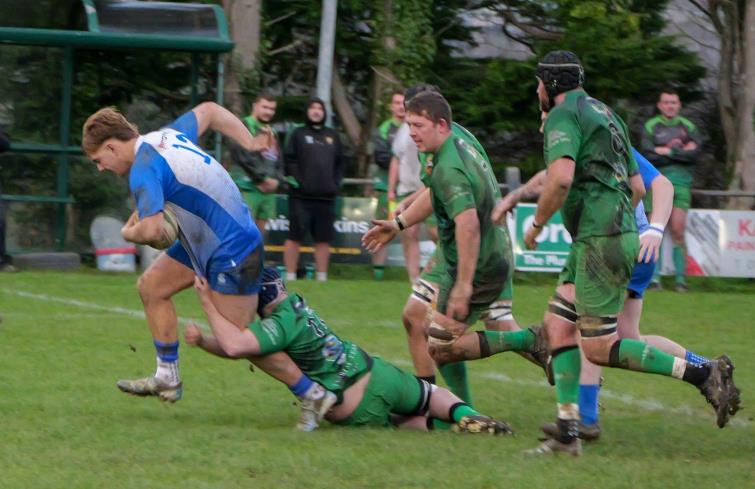 Iestyn Arnold powers his way through. Picture William John